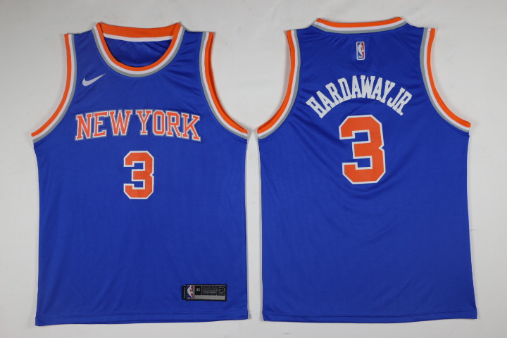 Men New York Knicks 3 Hardawayjr Blue Game Nike NBA Jerseys